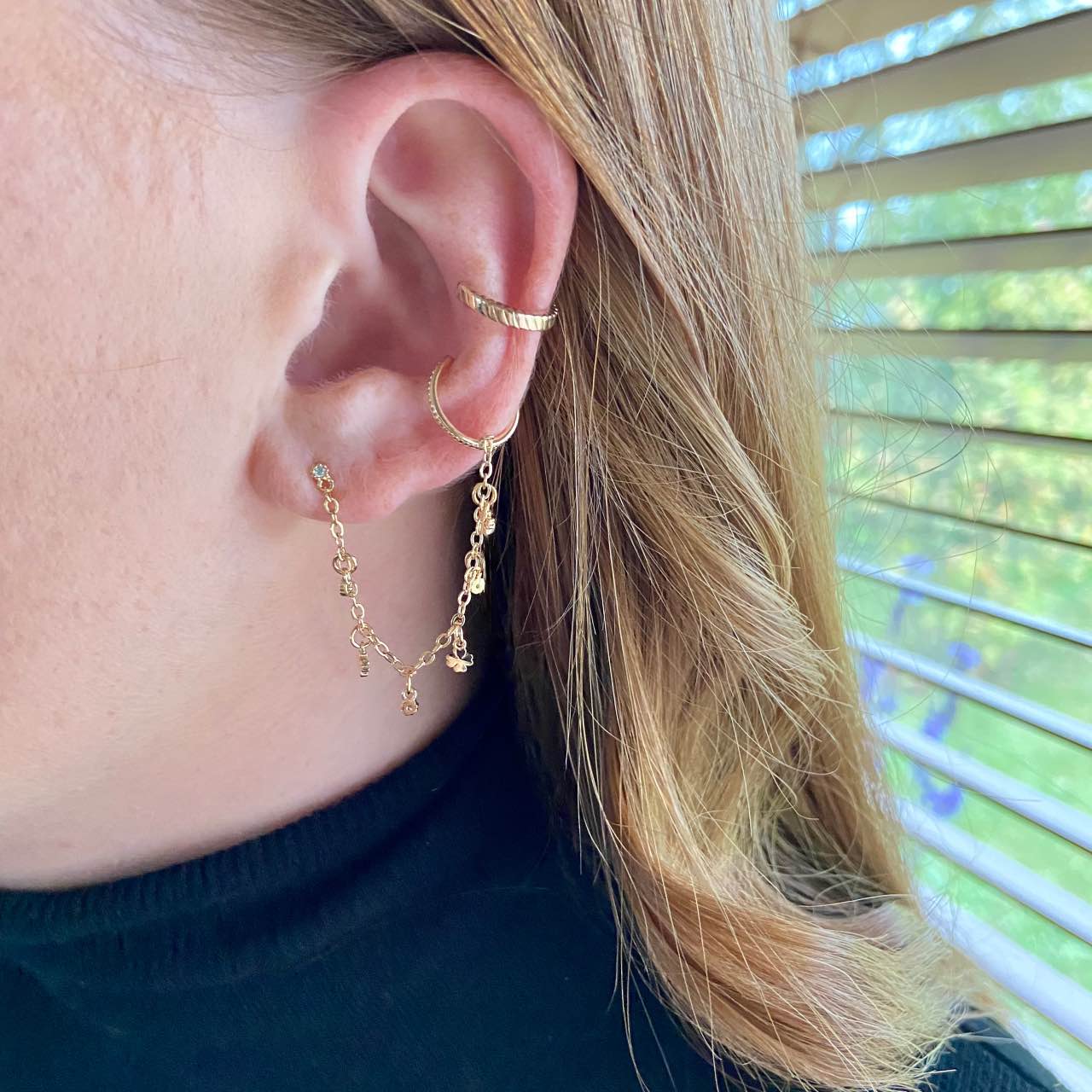 bague d'oreille lignée plaqué or