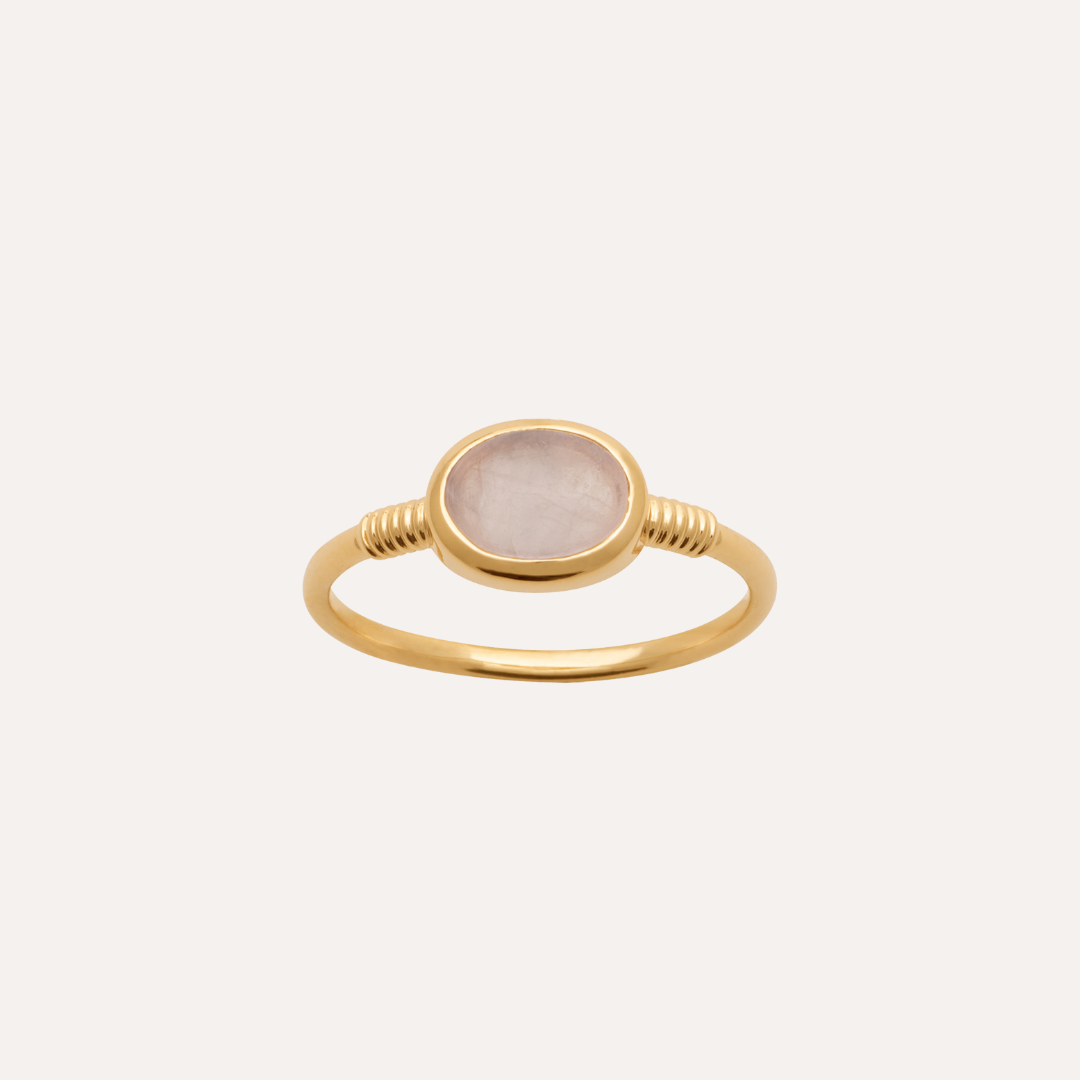 Bague plaqué or quartz rose