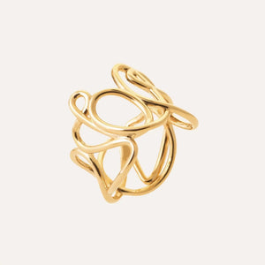 Bague Valentina en plaqué or avec design de fils entrelacés et organiques