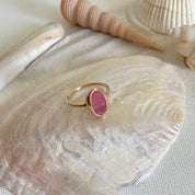 Bague plaqué or rhodonite Alix