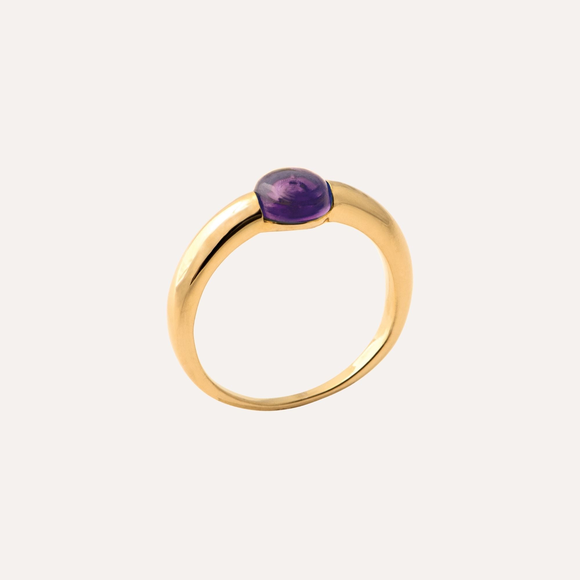 Bague en or avec pierre améthyste violette, bijou élégant pour femme