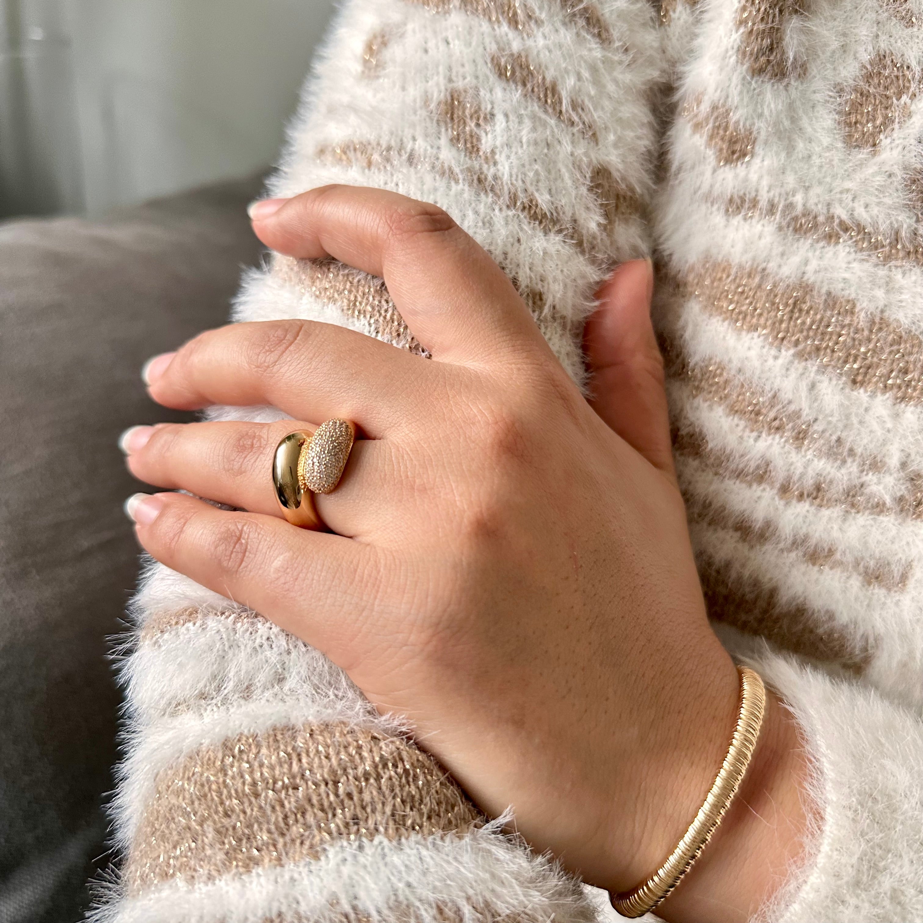 Bague plaqué or Indira zirconium