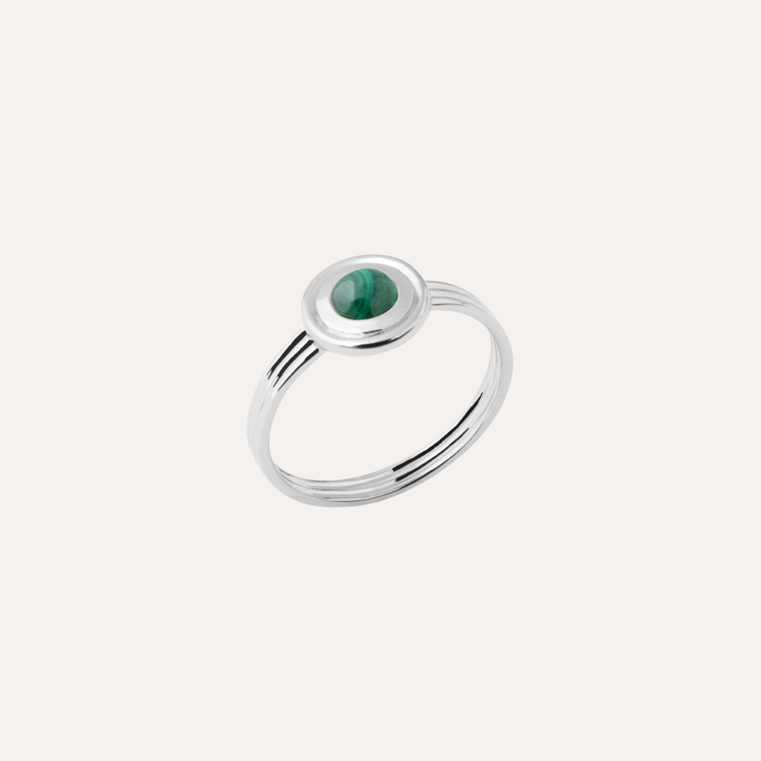 Bague argent malachite Emeline