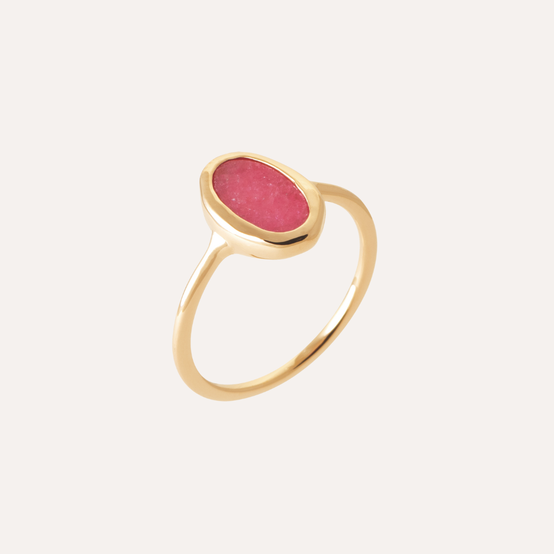 Bague plaqué or rhodonite Alix