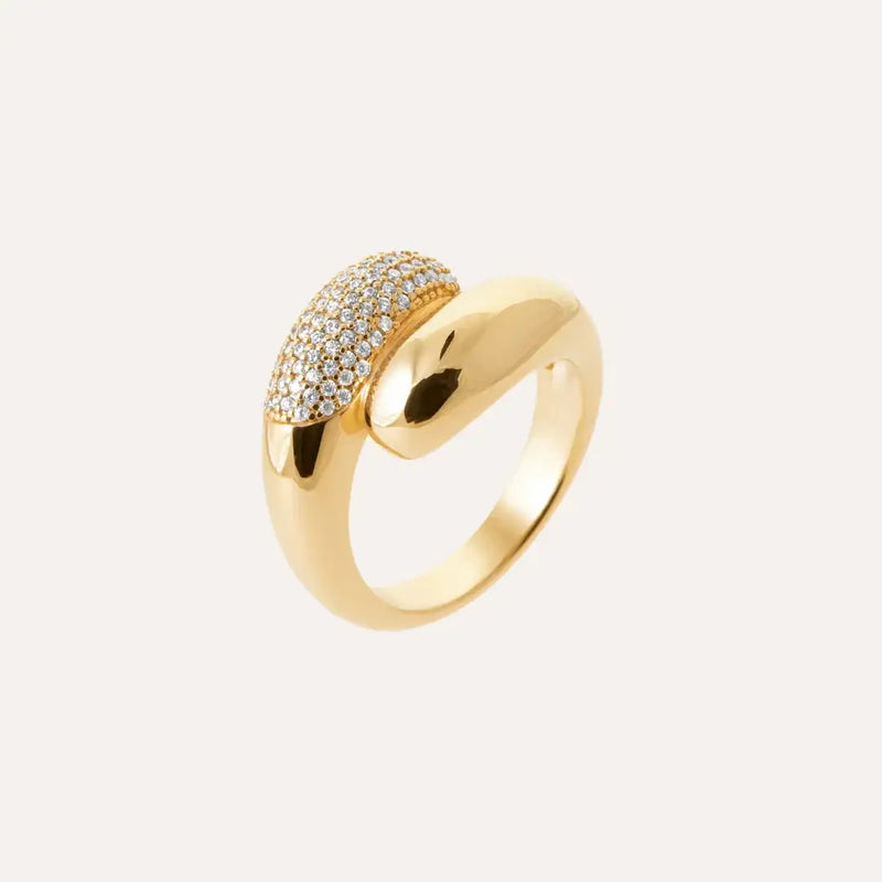 Anello placcato oro Indira zircone
