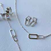 Boucles d'oreilles argent maillons rectangulaires