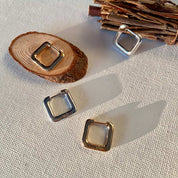 créoles plaqué or carré et argent