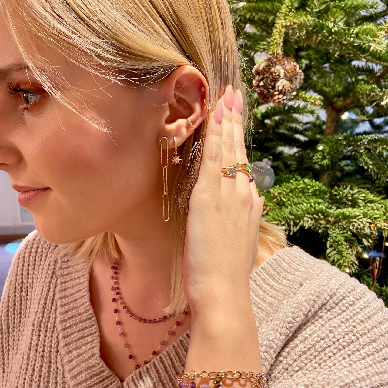 Boucles plaqué or maillon