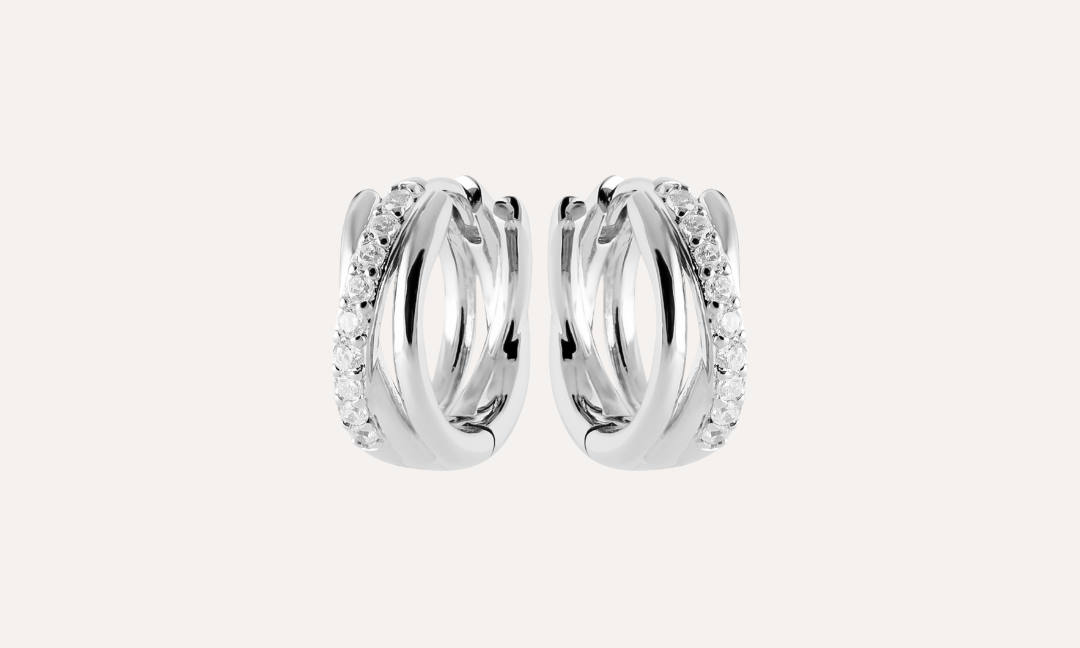 Petites créoles zirconium argent