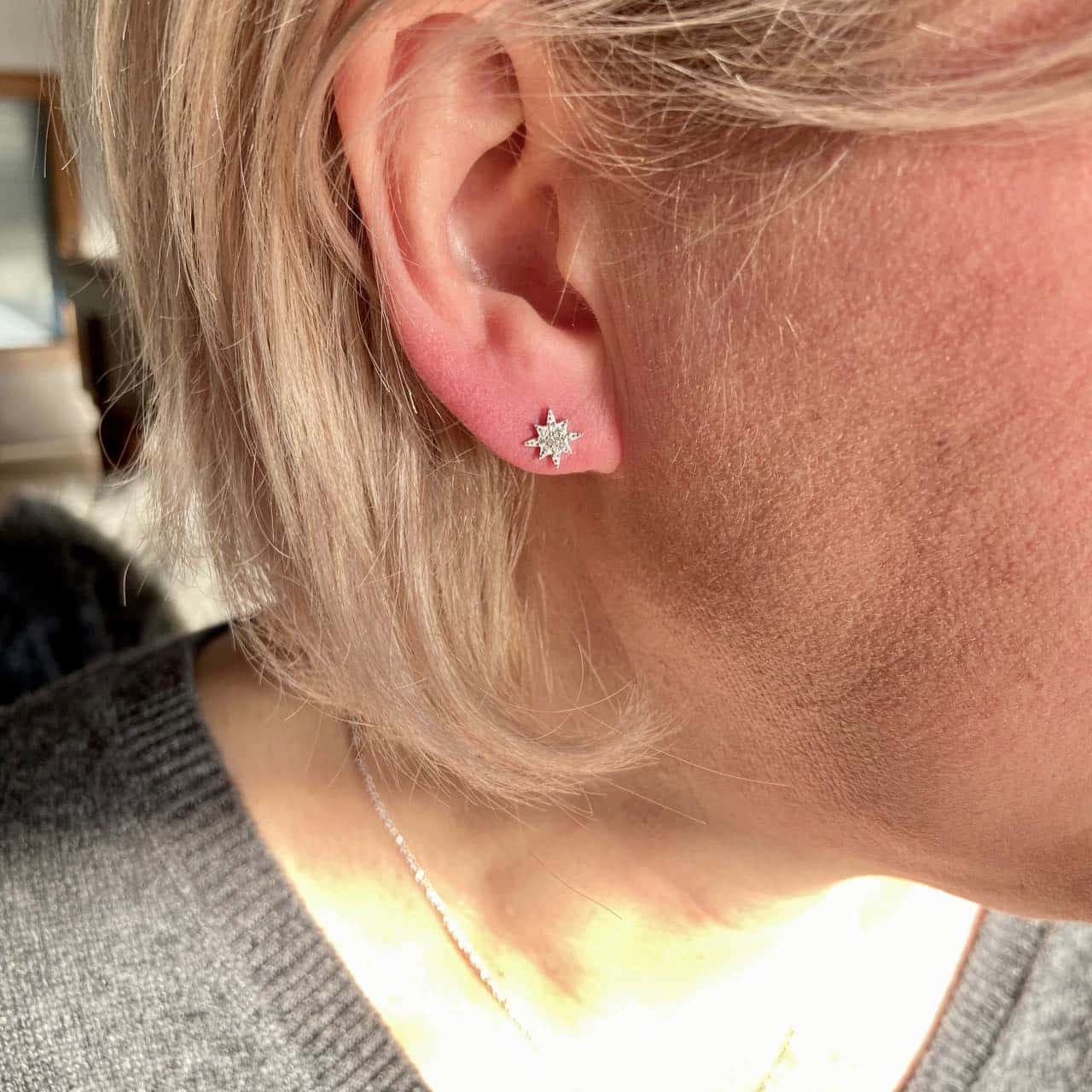 Boucles puces étoiles argent zirconium