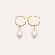 Petites créoles plaqué or perle