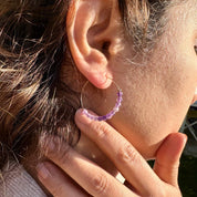 Créoles plaqué or 30 mm améthyste