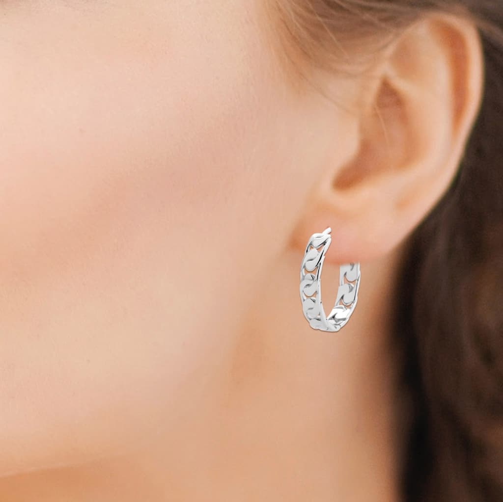 Boucles d'oreilles créoles argent maille gourmette