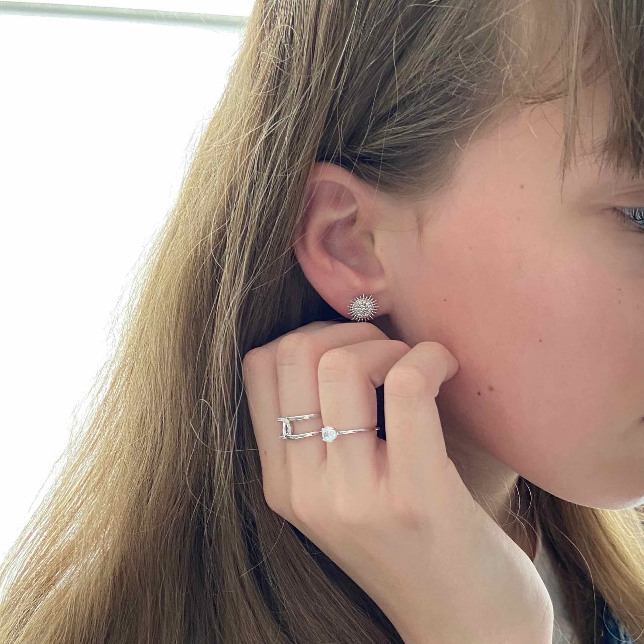 Boucles oreilles soleil zircon argent