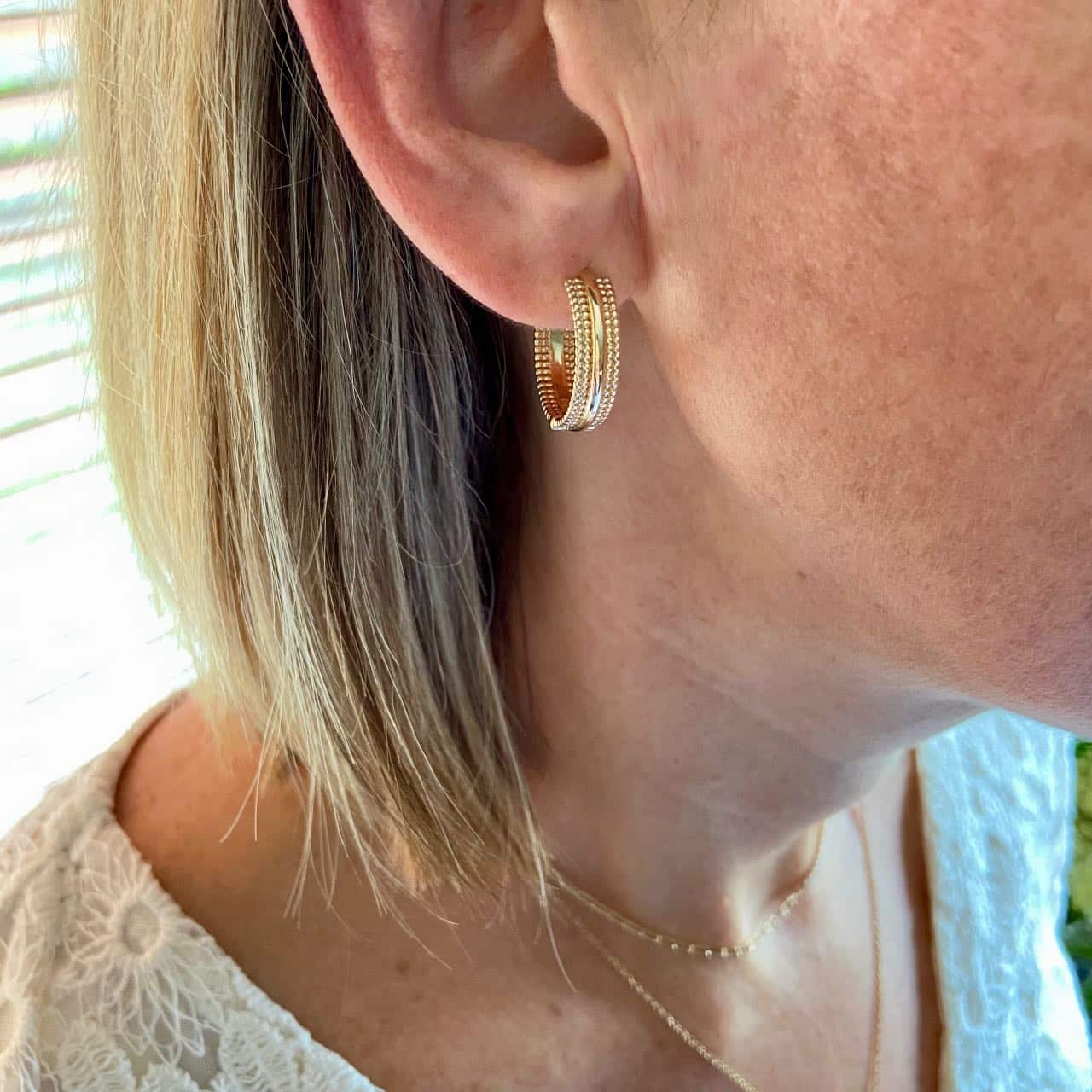 créoles plaqué or perlée