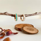 créoles plaqué or émail vert et blanc