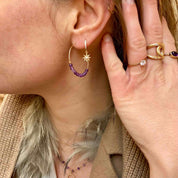 Créoles plaqué or améthyste