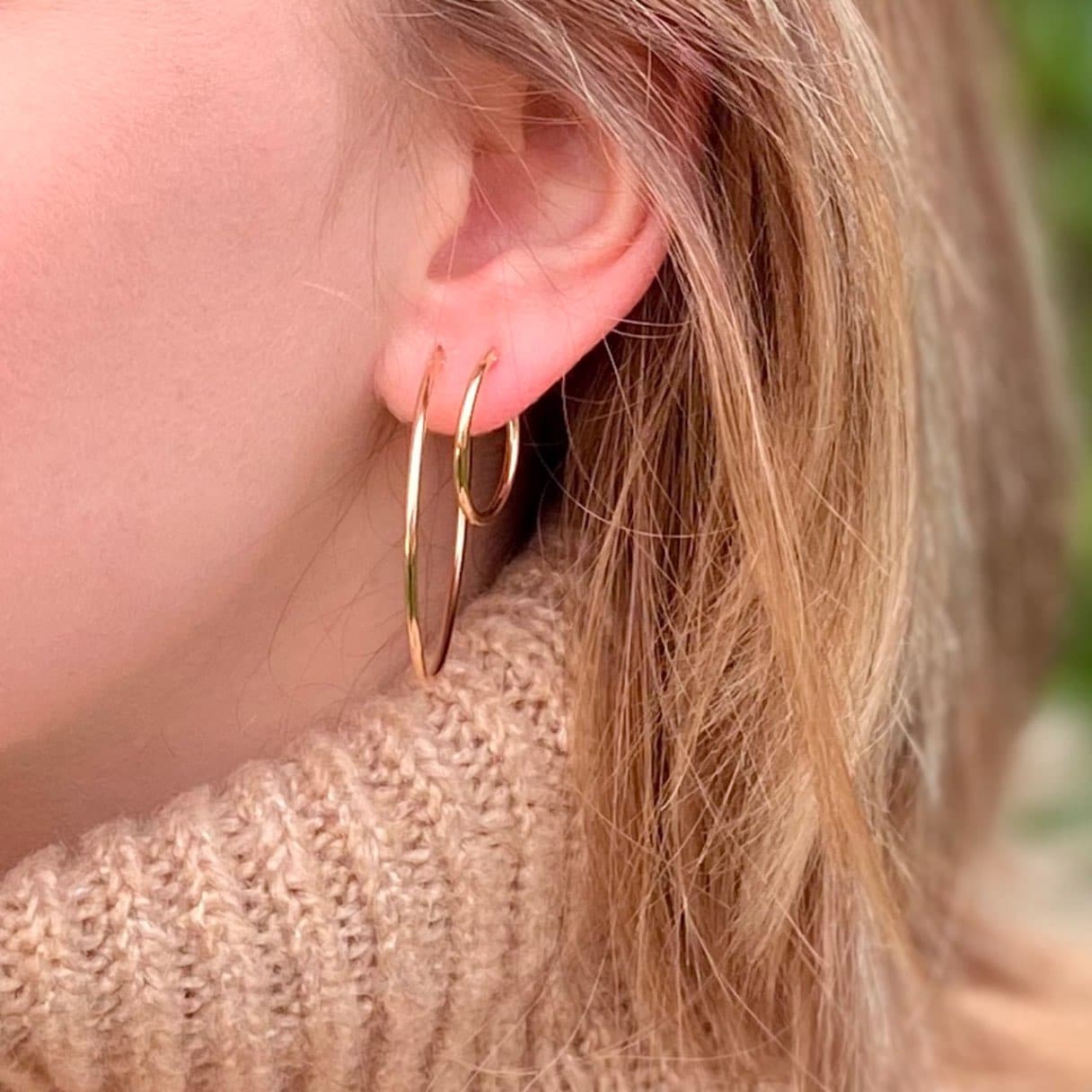 Créoles fines plaqué or 40 et 20 mm