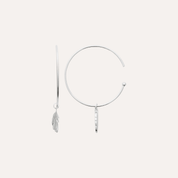 Créoles fines argent plume