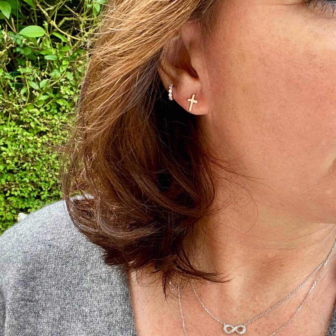boucles d'oreilles argent motif croix