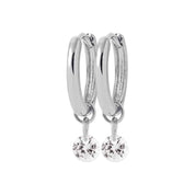 Petites créoles argent pierre transparente