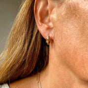 Créoles plaqué or zirconium et pierre orangé