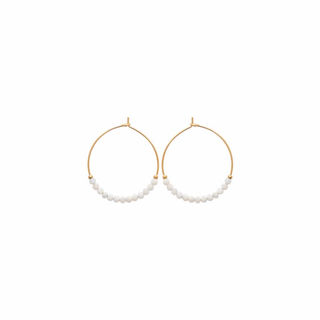 Créoles plaqué or pierre de lune