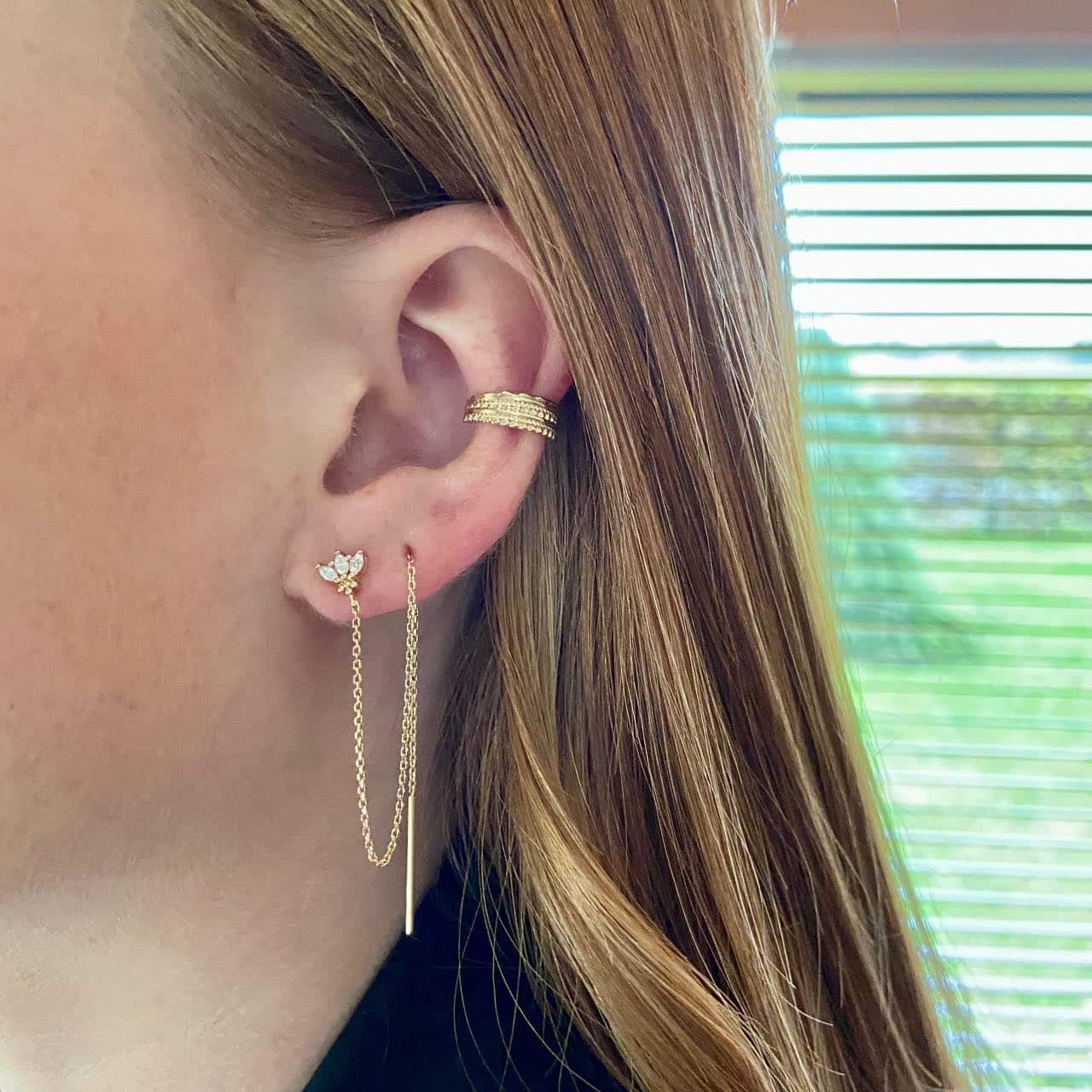 Double boucle d'oreille pendante