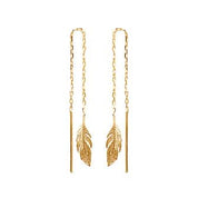 Boucles pendantes plume plaqué or