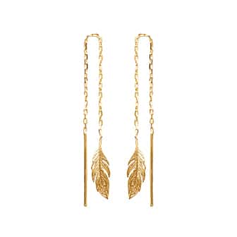 Boucles pendantes plume plaqué or