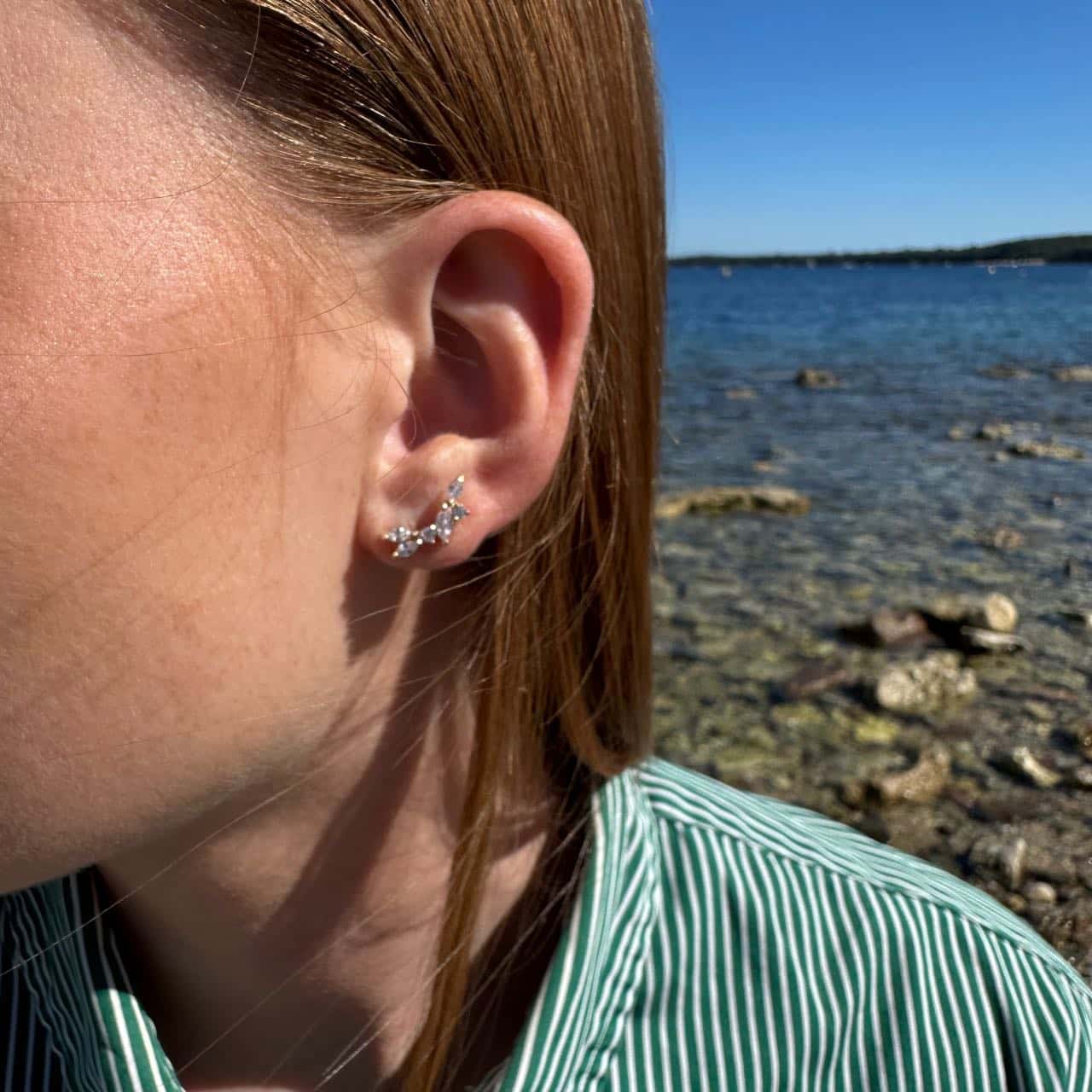 Boucles puces 6 oxydes de zirconium effet cristaux