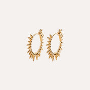 Boucles d’oreilles créoles dorées texturées style chic sur fond clair