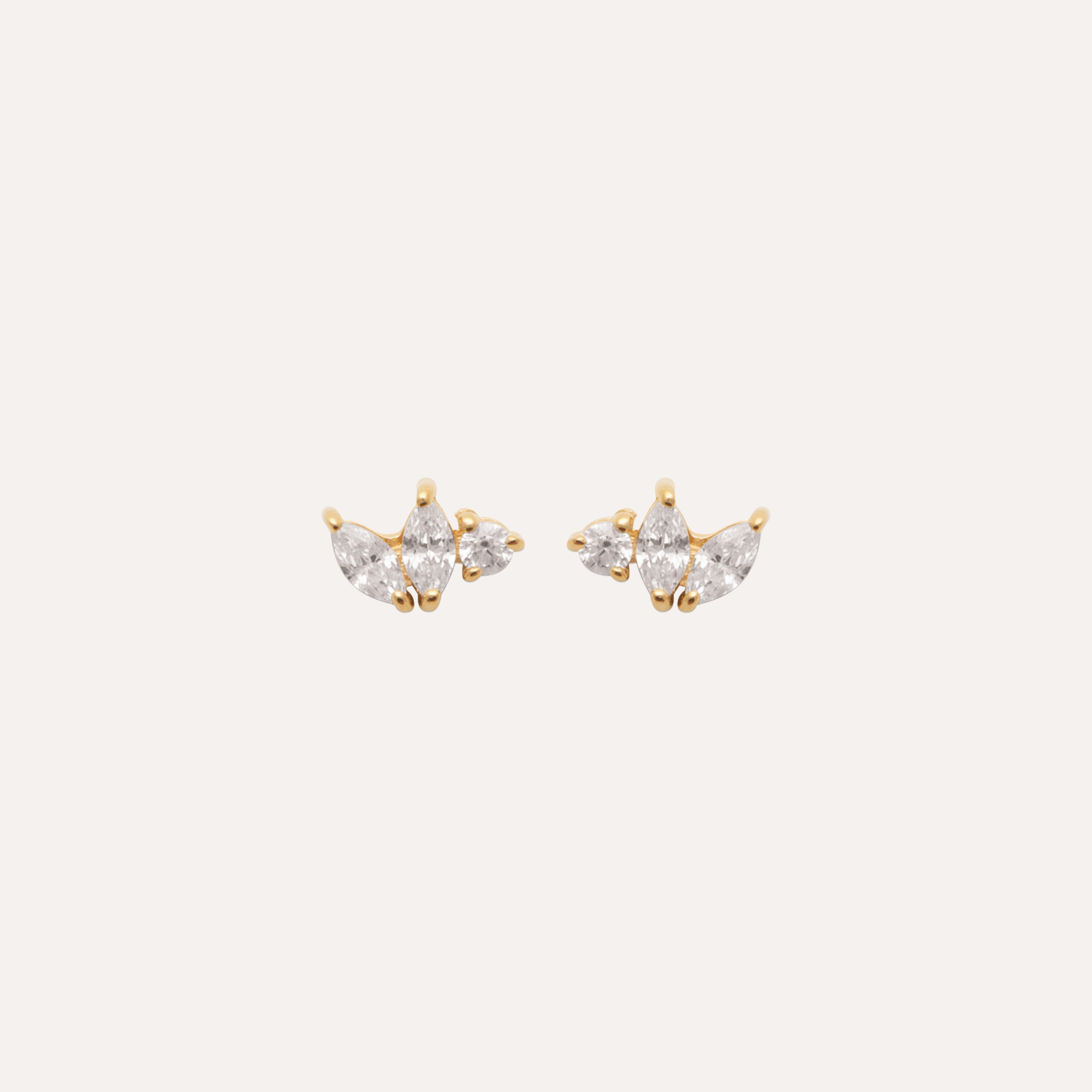 Boucles puces plaqué or 3 zircons