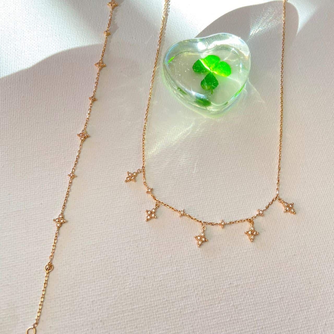 Collier étoiles plaqué or et bracelet assorti