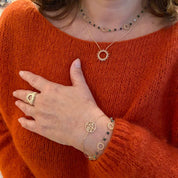 Bracelet plaqué or pierres de couleur