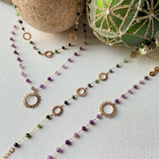 Bracelet plaqué or perles de couleur