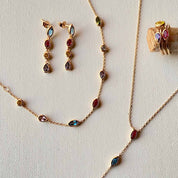 Bracelet plaqué or 4 pierres de couleur