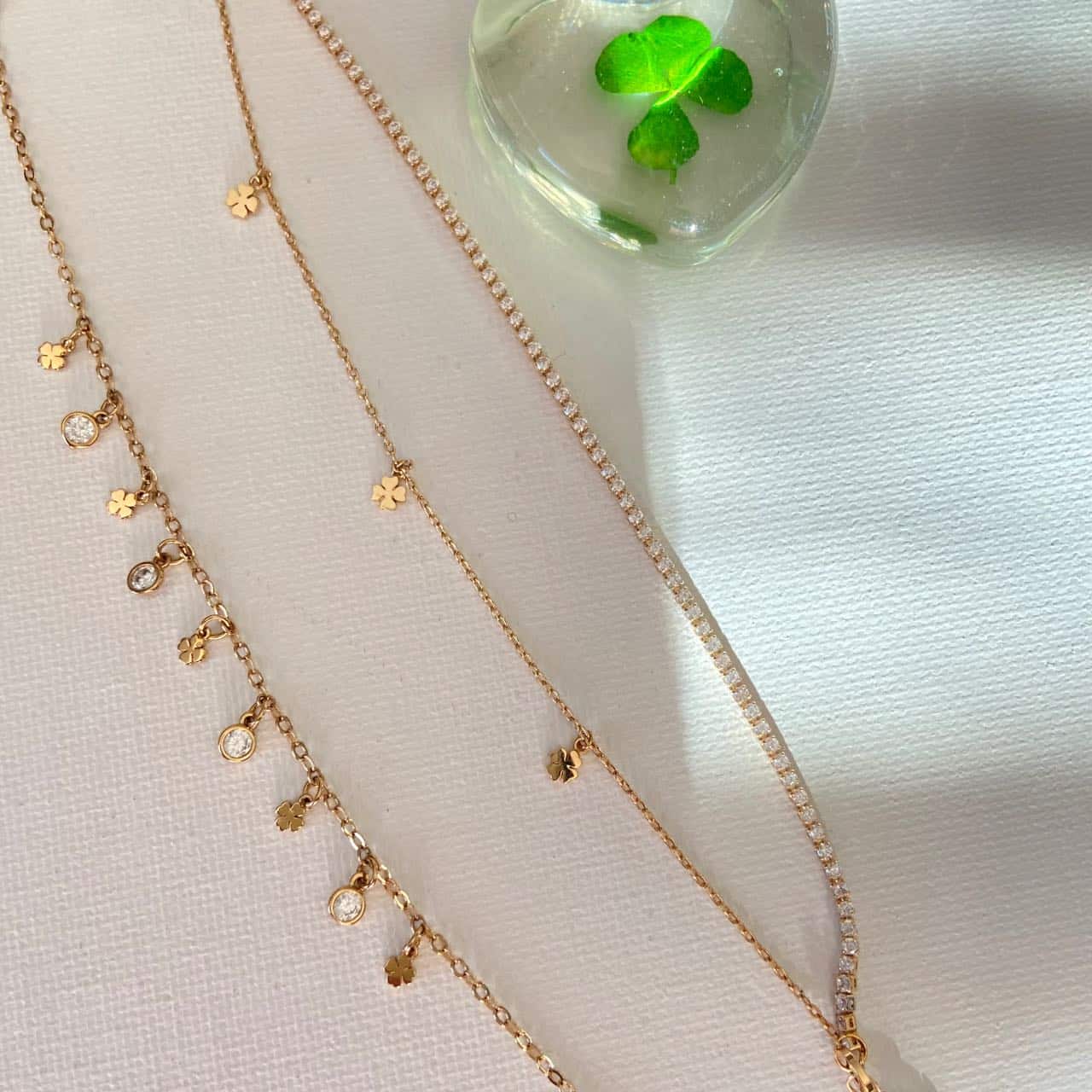 Duo de bracelets plaqué or trèfles