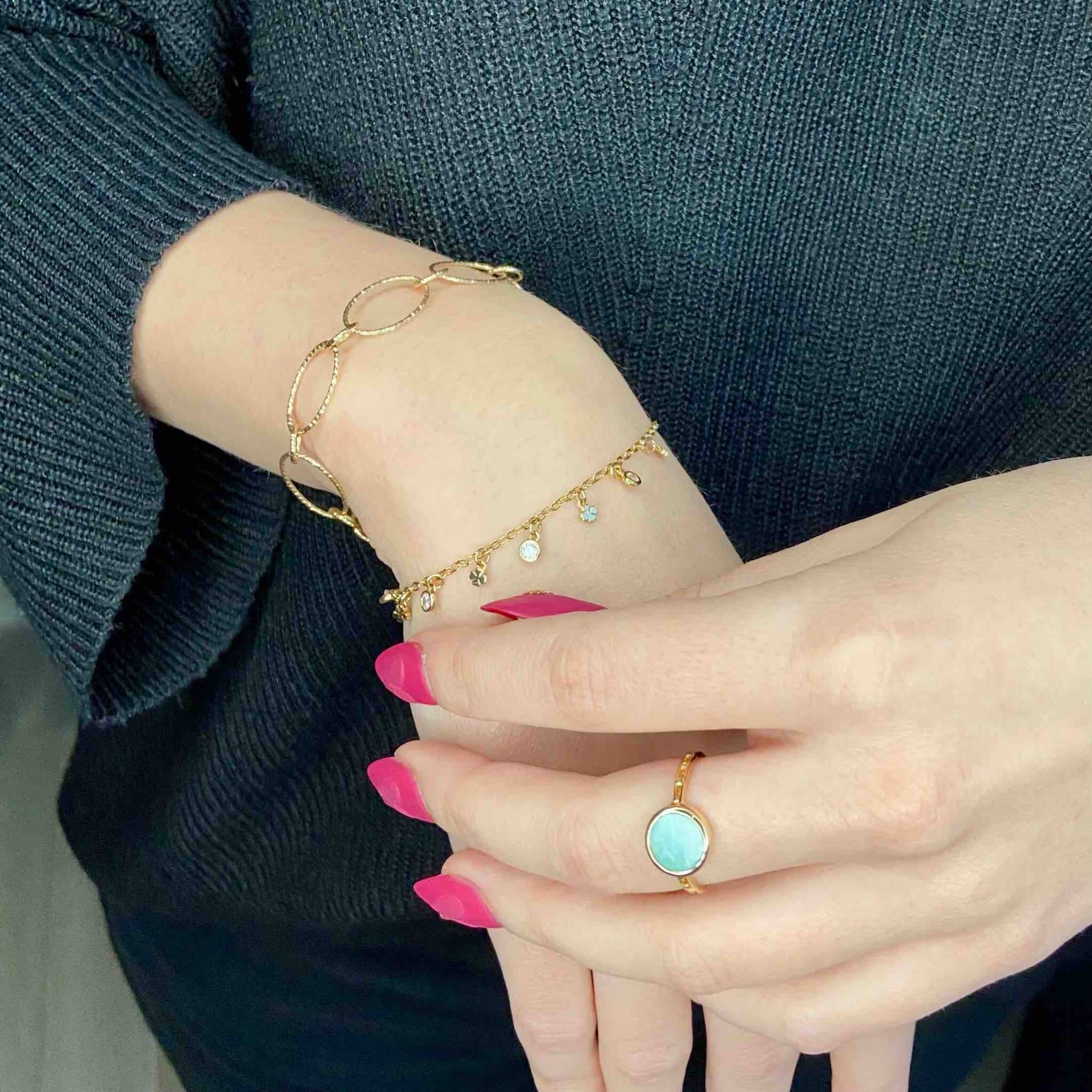 Bracelet plaqué or trèfles zircon