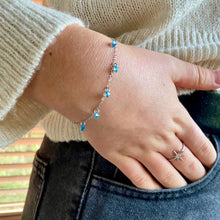 Bracelet fin argent pampilles bleu