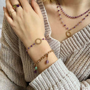 Bracelet plaqué or améthyste