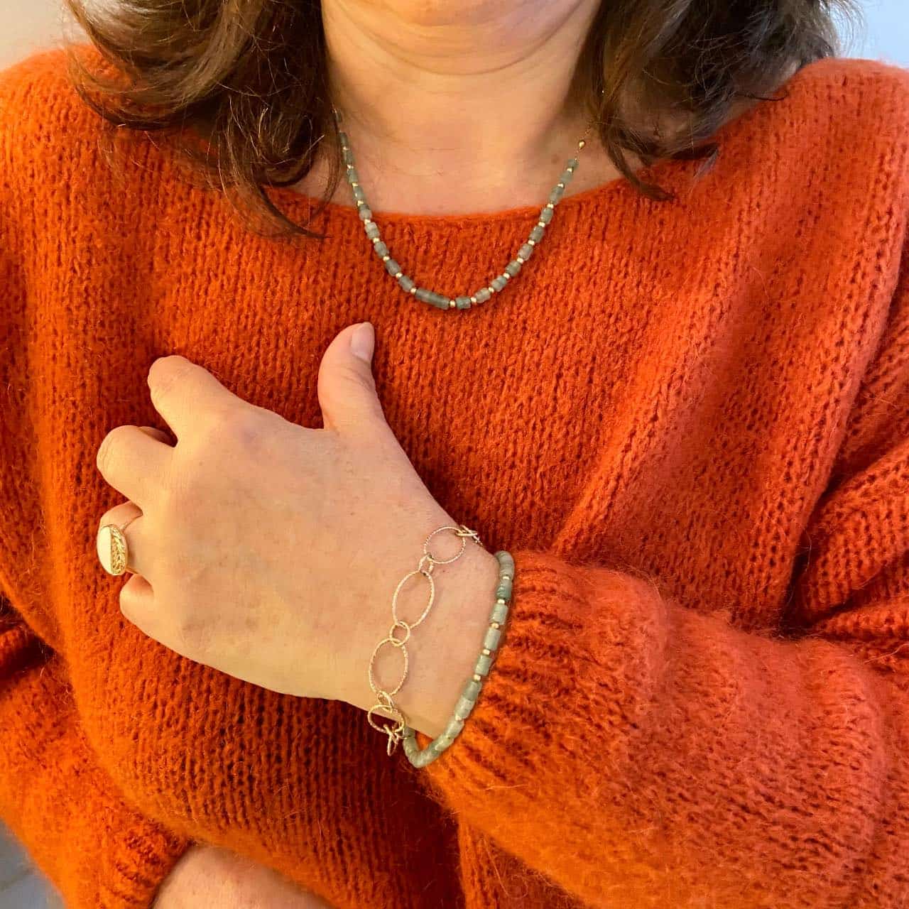 Bracelet en quartzite vert