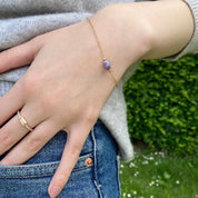 Bracelet pierre naturelle avec améthyste en plaqué or