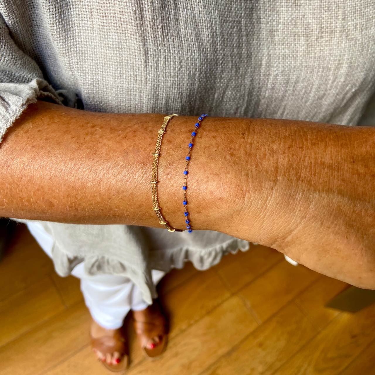 Bracelet perles Miyuki plaqué or