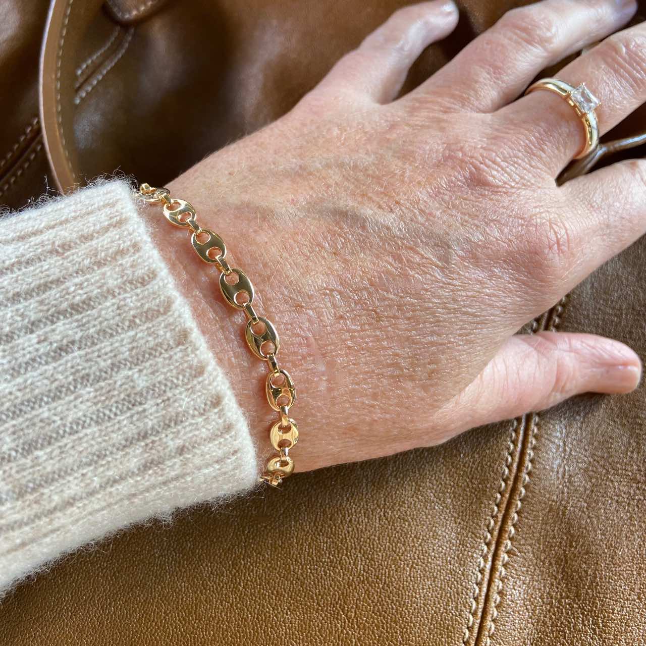 Bracelet maille grain de café plaqué or 18 carats