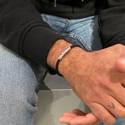 bracelet homme cuir tressé noir