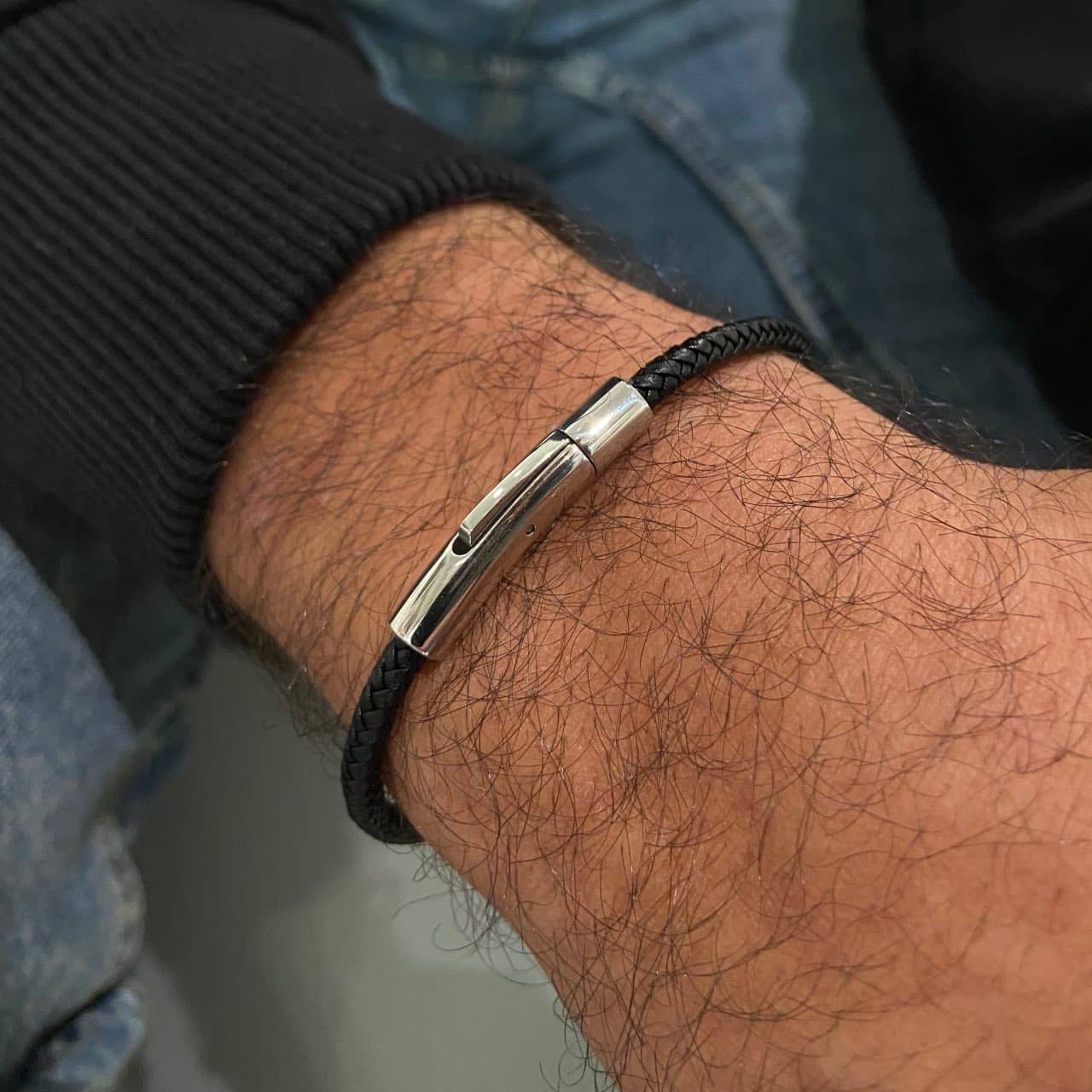 Bracelet homme cuir noir