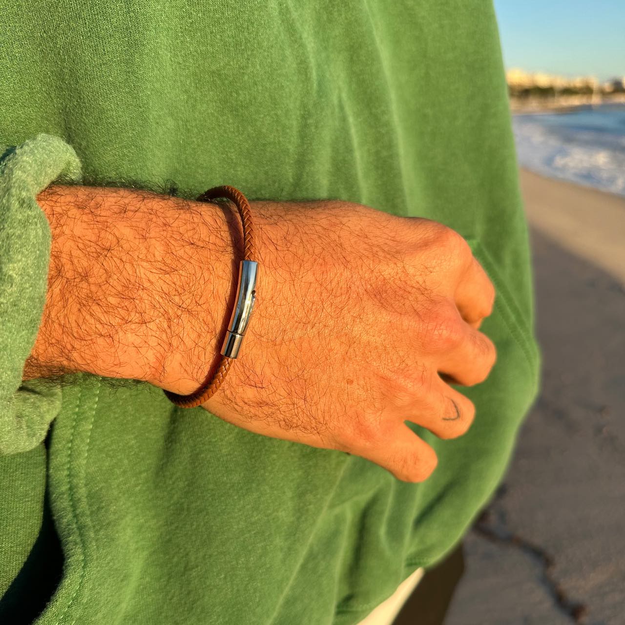Bracelet homme cuir marron