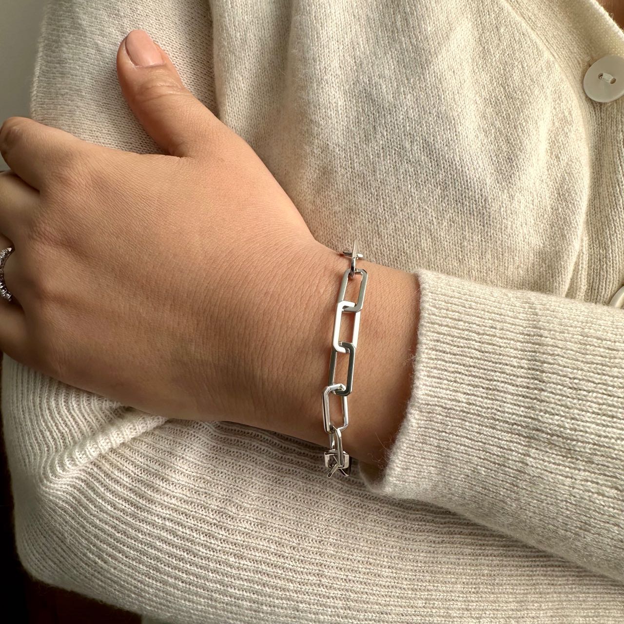 Bracelet argent maillons rectangles