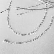 collier chaîne argent scintillant maille rectangulaire